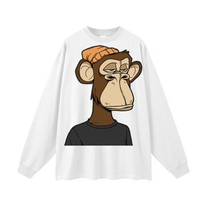 White Long Sleeve Tee with Graphic Print